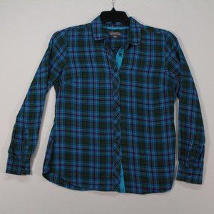 Eddie Bauer Shirt Women's Medium Multicolor Long Sleeve Plaid Flannel Cotton
